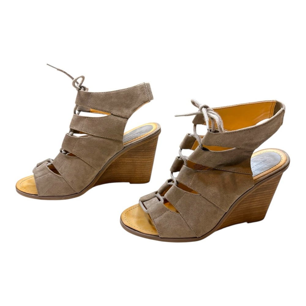 NORDSTROM Melrose Market Sandal Lace Up Wedge Tan Beige 8.5